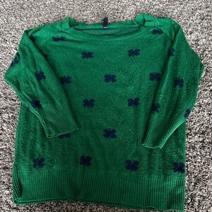 Absolutely Emerald Sweater with Navy Accents